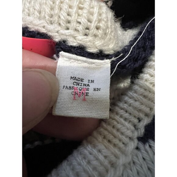 Sleeveless Sweater Dress Size Medium Knit Tunic Wool Blend White And Blue Stripe - Picture 4 of 14